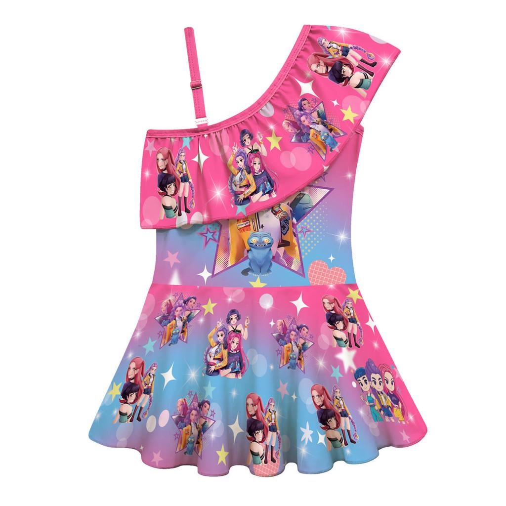 

Дитячий Дівчачий Аніме Мультяшний K-Pop Румі Зої Міра Принт Суцільний Купальник Купальний Костюм 100cm