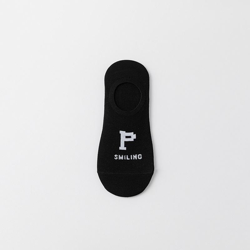 Men s Non-Slip P Pattern Invisible Cotton Boat Socks One Size