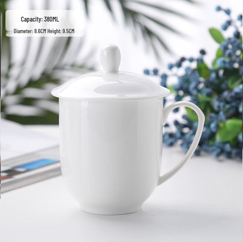 MOLUONA White Ceramic Tea Cup with Lid