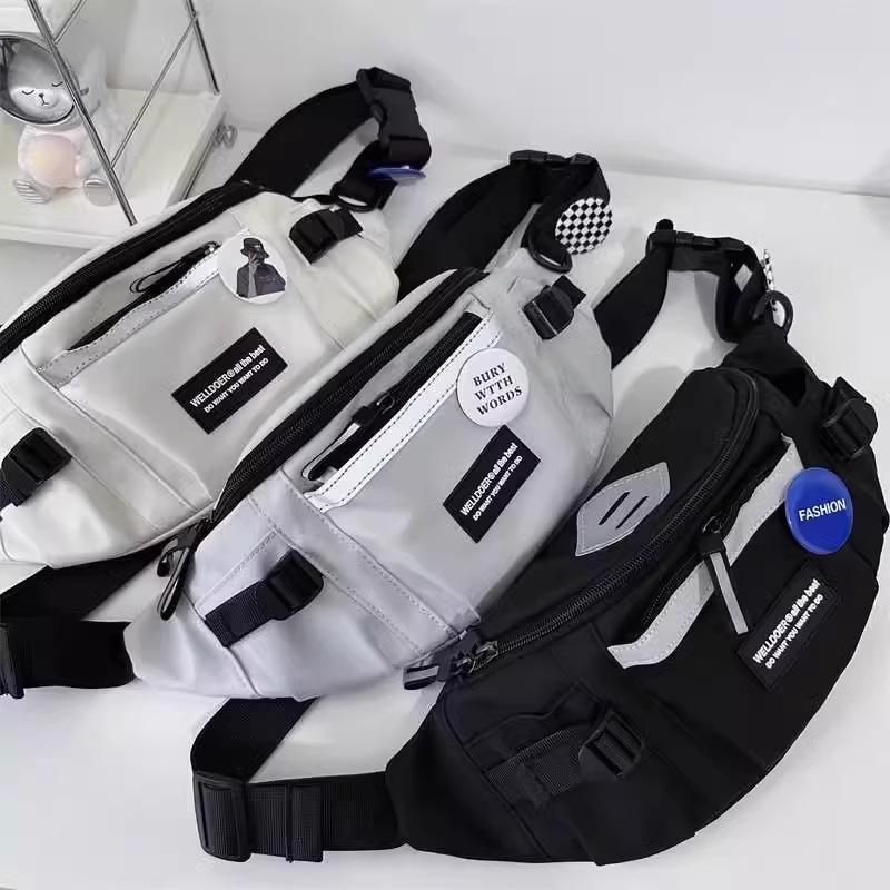 Japanese Workwear Style Messenger Bag: Versatile Men's Waist, Shoulder, & Chest Bag for Sport, Cycling & Casual Use