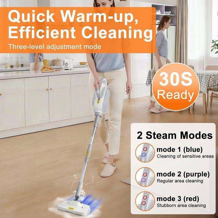 Steam cleaner 1500W, 9 Accessories, Steam 140°C, Tank 500 Ml, Handmade, Carpet, Kitchen, Bathroom, House