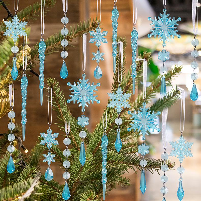 18-Piece Clear Acrylic Icicle and Snowflake Christmas Ornaments Set