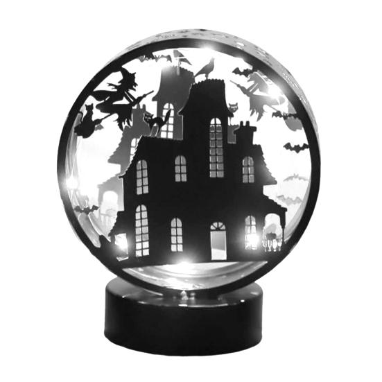 Halloween Night Light Spooky Table Lamp Double Sided Light-up Bat Gothic Castle Decoration for Horror Themed Parties Haunted Houses