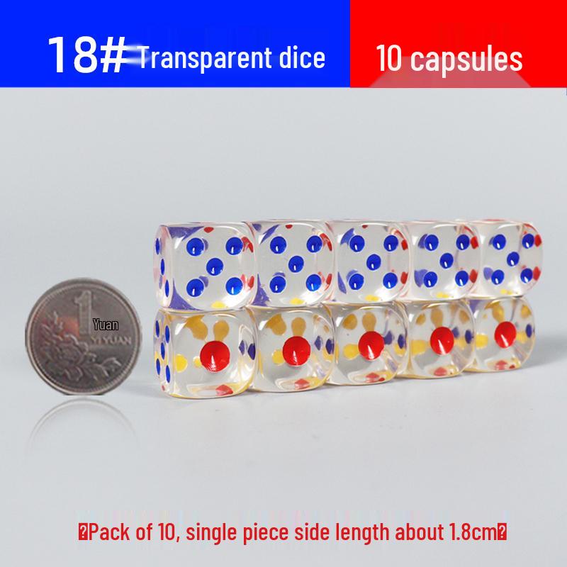30mm Large Transparent Crystal Dice with Colored Pips for KTV, Bar, or Mahjong