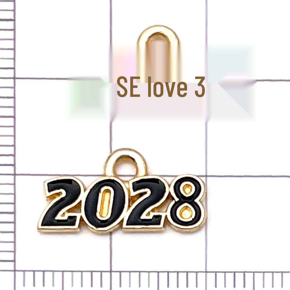 10 Colorful Enamel 2028 Year Number Charms for DIY Jewelry and Accessories
