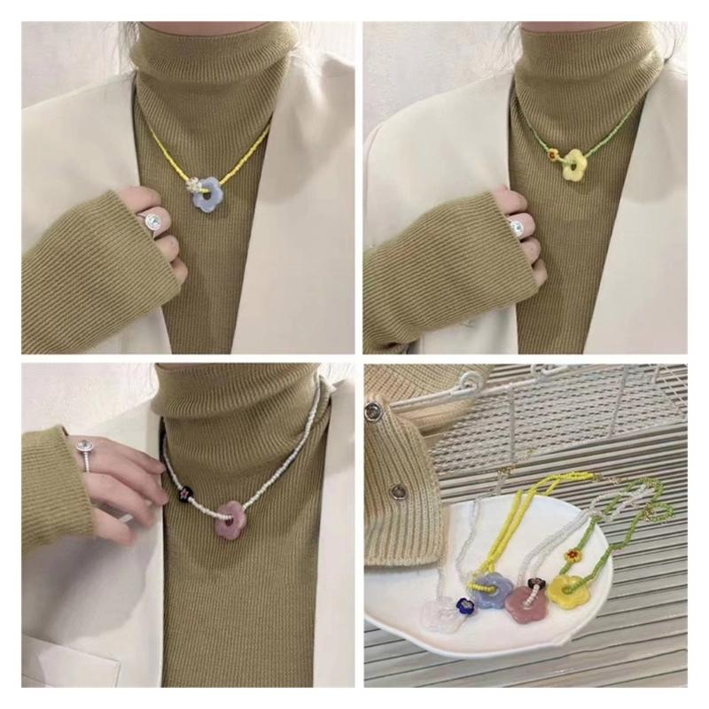 Flowe Beaded Choker Pendant Necklaces Beaded Chain Choker Jewelry Party Jewelry Jewelry Gift Resin Material for Women