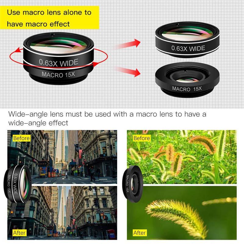 Phone lens kit universal 10/7/5 in 1 Fisheye Wide Angle macro Lens CPL Filter Kaleidoscope 2X telescope Lens for smartphone