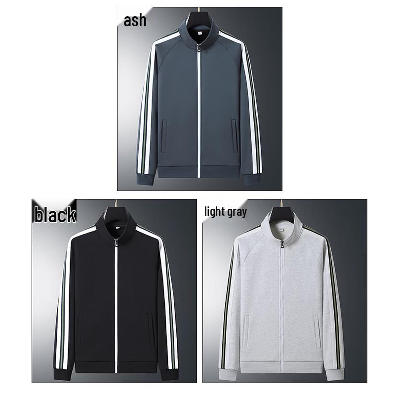ROMON Men's Sport Stand-Collar Striped Jacket
