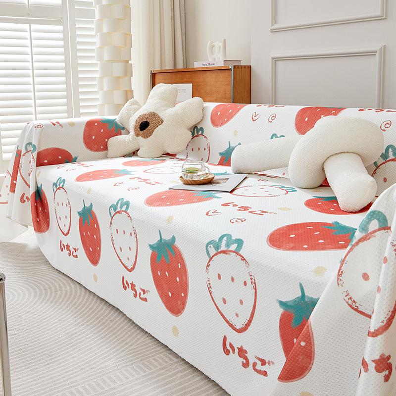Eisseide Sofabezug Stoff Sommer Sommer Cartoon Niedlich Sofa Handtuch All-Inclusive Universal Leder Sofabezug Vollbezug Decke