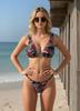 Stylish Sexy Leopard Print Lace-Up Ladies Split Swimsuit Small Breasts Gather Babes Beach Bikini Bikini