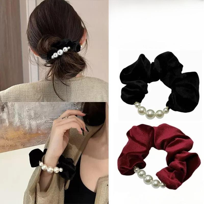 Velvet Bead Big Intestine Hair Band, High-end Style Braid for Long Hair, Elegant Hair Tie