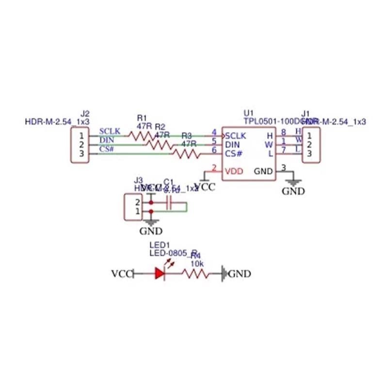 TPL0501 Digital Potentiometer Module 100K Resistance with SPI Interfaced Low Temperature Coefficients
