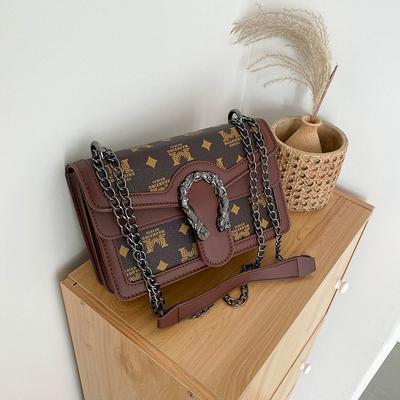 New Tide Fashion Wine God Small Square Bag Casual Printing Shoulder Chain Women's Bag