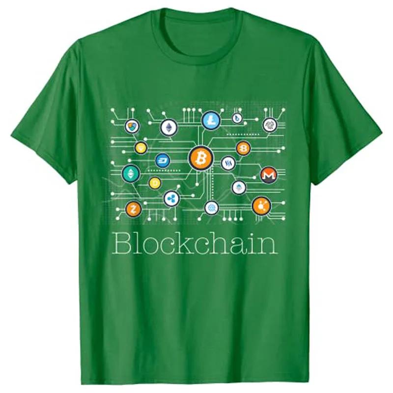 Blockchain Cryptocurrency Tshirt BitCoin Crypto BTC Gift Funny Investor Graphic Tee Tops Unisex Clothing Customized Product Cotton