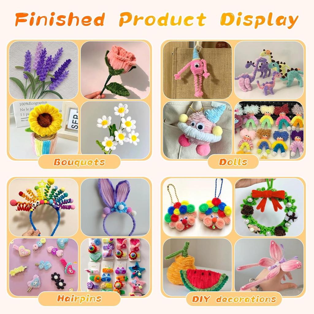 Light Coffee Pipe Cleaners, Art Supplies, 199/499pcs Chenille Stem, Solid Color Pipe Cleaners for  DIY Art Creative Crafts