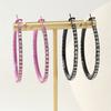 Exaggerated Sparkly Rhinestone Hoop Geometric Earrings Hook for Women Big Round Pierced Earrings Wedding Party Jewelry Gifts