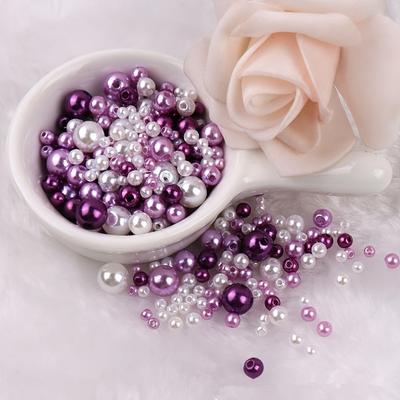 150 szt. Koraliki z imitacji pereł, 3-8mm Okrągłe koraliki ABS z tworzywa sztucznego z podwójnym otworem, Luźne koraliki do rękodzieła DIY i akcesoriów do wyrobu biżuterii