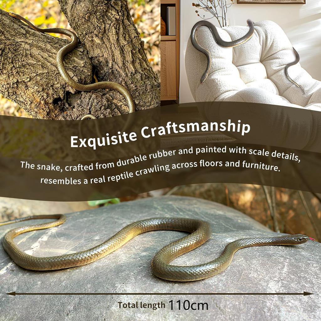 43.3 Inch Snake Prank with String Clip Golf Realistic Rubber Snake Model Tricky Toy Gags & Practical Jokes Halloween Party Favor