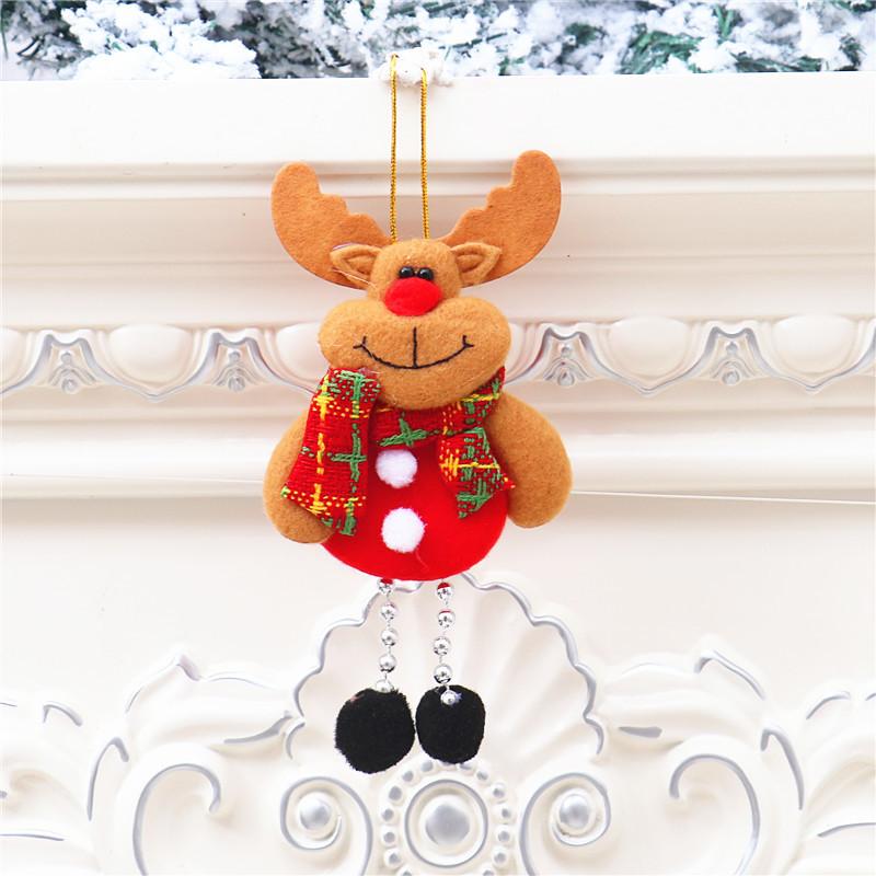 Christmas Themed Decorations Ornaments Fabric Santa Claus Reindeer Figurines Little Bear Snowman Hanging Decorations Pendant