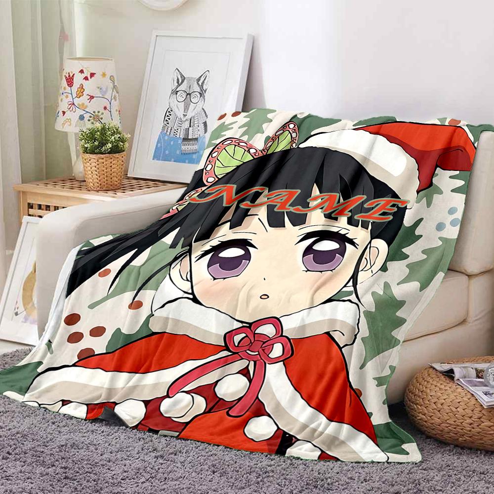 Custom 1pc Christmas Anime Character Blanket, Soft And Comfortable Blanket, Casual Warm, Camping Travel Blanket, Birthday Gift Q91219
