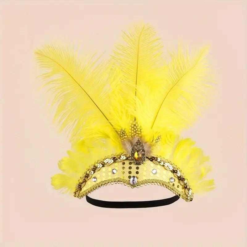 Anime-Charakter Cosplay Halloween Kopfbedeckung Bauchtanz Performance Haarbänder Bunte Feder Stirnbänder Weihnachtstag Kopfbedeckung Zubehör