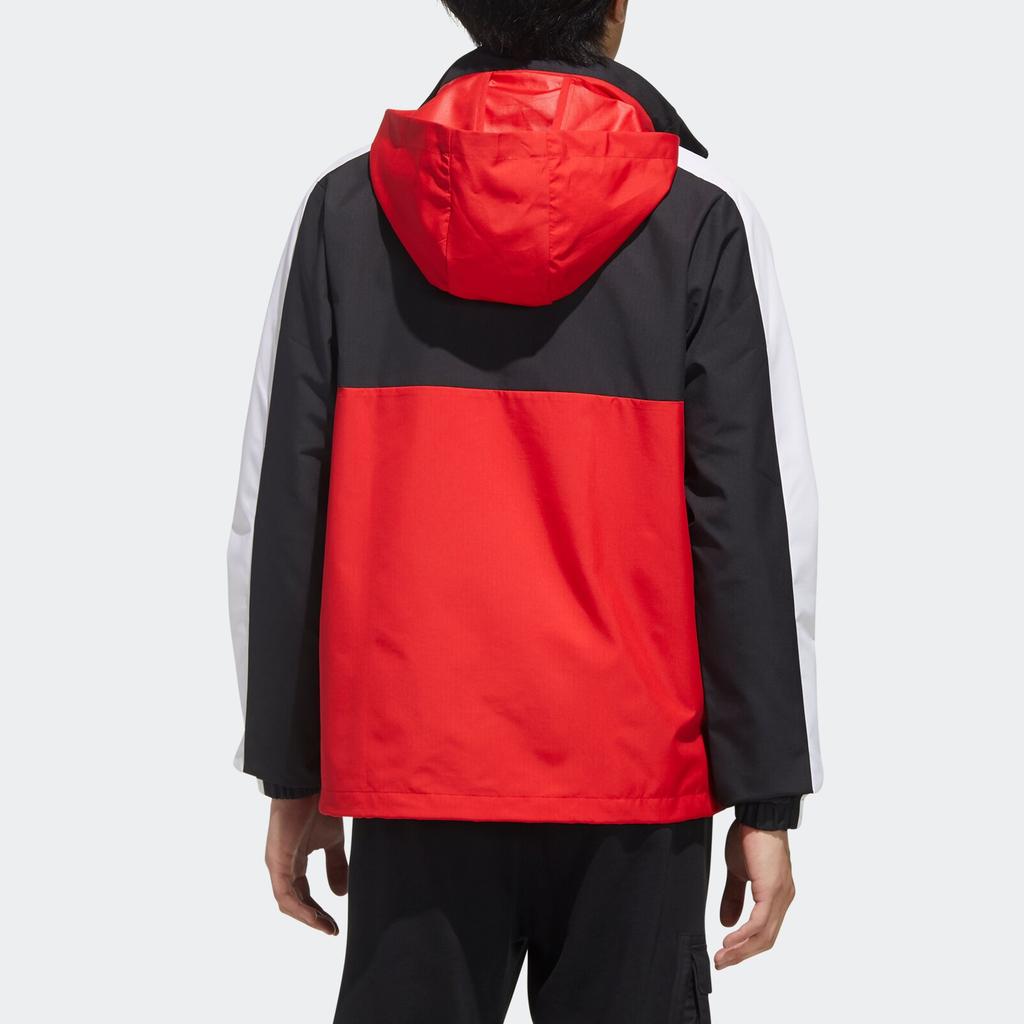 Adidas Neo Color Block Zip-Up Hooded Sports Jacket Men Outerwear Light-Crimson GQ3281
