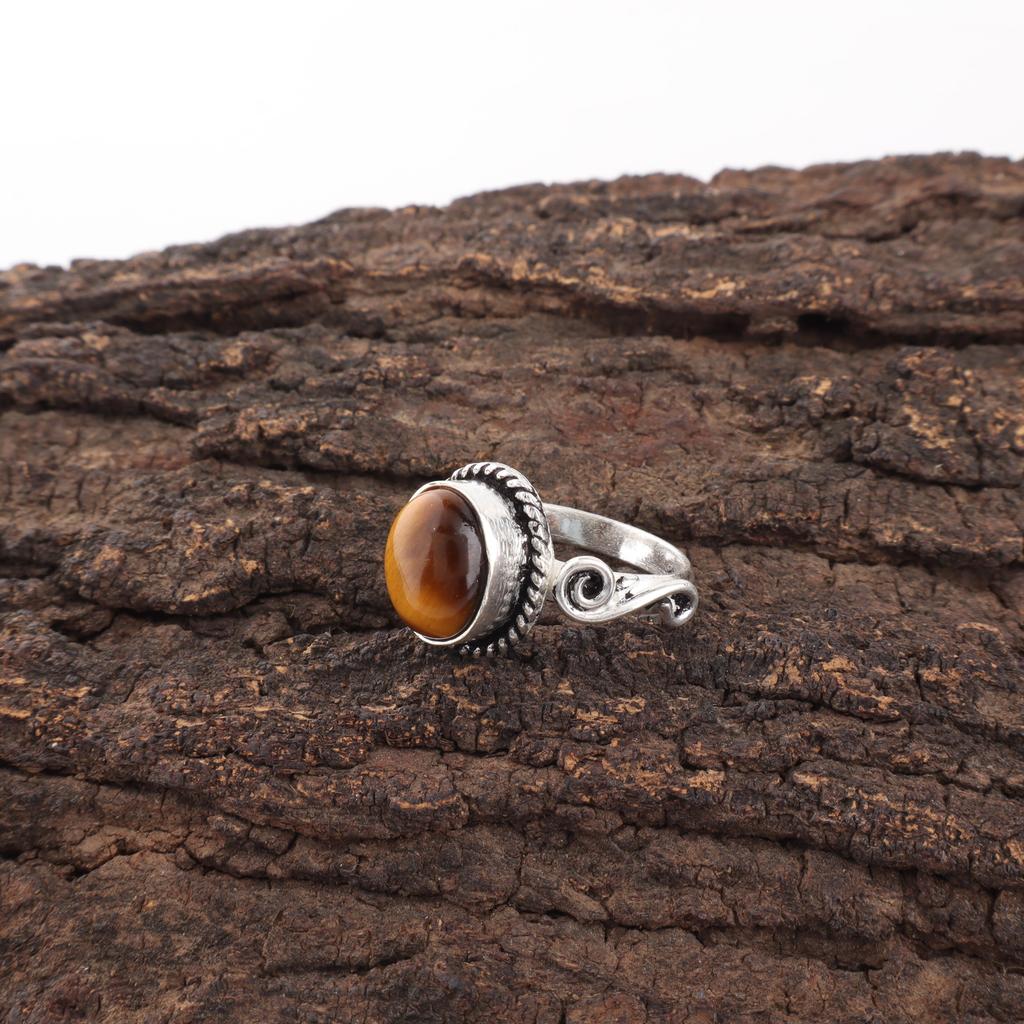 Yellow Tiger's Eye Gemstone Ring Jewelry, 925 Solid Sterling Silver Jewelry, Handmade Ring Gift For Women