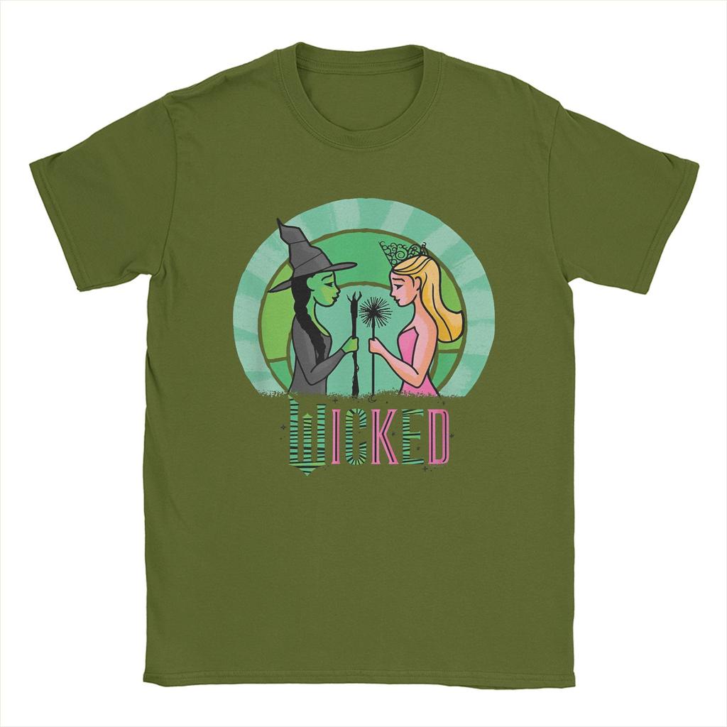 Wicked Glinda & Elphaba Sketched T Shirts Men 100% Cotton Cool T-Shirt Round Collar Movie Tee Short Sleeve Clothing Plus Size