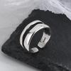 S925 Sterling Silver Retro Thai Double Layer Smooth Worn-out Women's Ring - European and American Style.