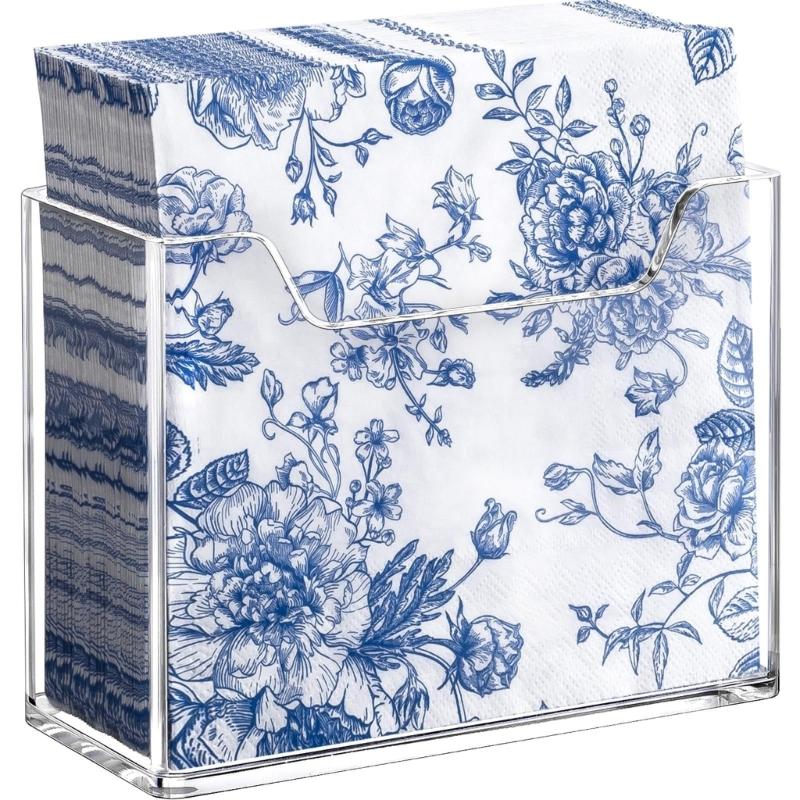 Clear Acrylic Napkin Organizers Stand With Space Saving Designs for Bathroom Kitchen Use