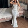 2025 Spring/Summer Women's Floral Square Neck Spaghetti Strap Slimming Long Dress