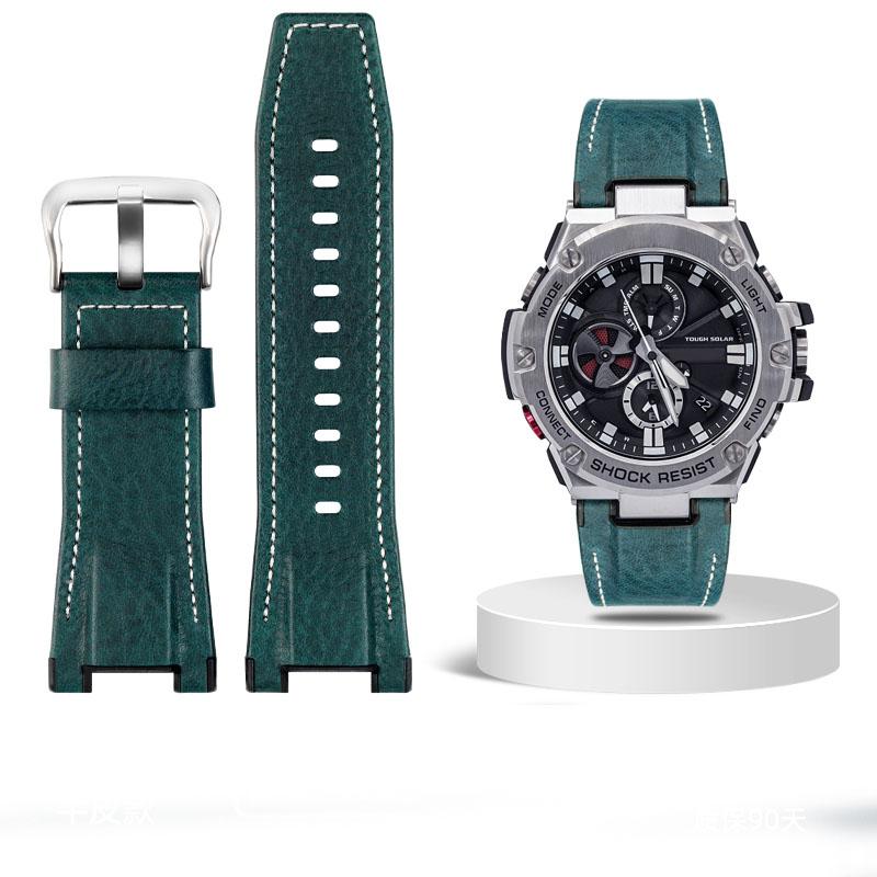 Pro hodinky Casio GST-S100G S110 S130L W100G W110 210B 400G Řemínek na hodinky plátěný Náramek 26*14mm Pánský měkká kůže Hovězí kůže Kožený řemínek na hodinky