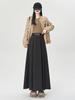 Woolen Pleated A-line Mid-length Skirt - Women's High Waist, Slimming, Drapey, Large Swing for Autumn/Winter