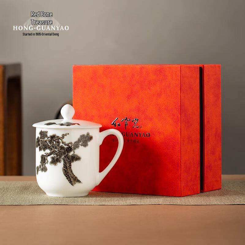Hong Guanyao Liling Porcelain Teacup with Lid - Gao Feng Liang Jie (450ml)