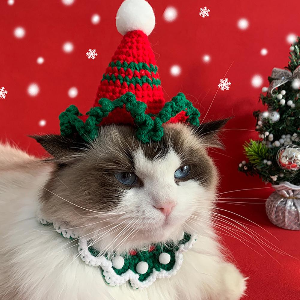 Haustier Niedlicher Hund Katze Gestrickter Wollkragen Weihnachten Niedliche Accessoires