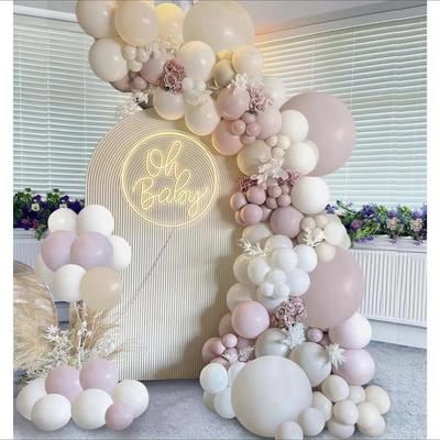 Fog Pink White Bohemian Wedding Bride Bath Party Balloons Kids Birthday Girl Decoration