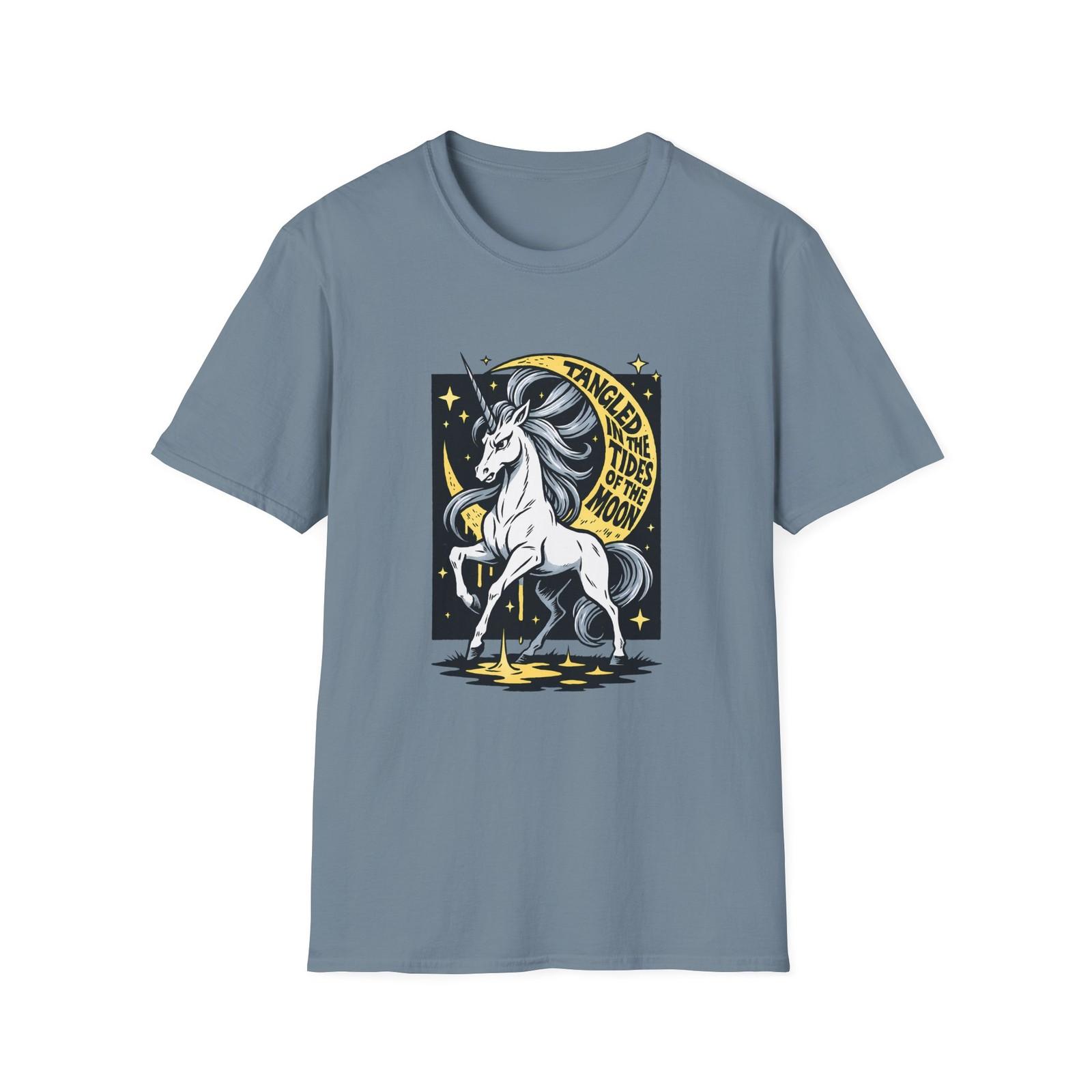 Unisex Softstyle T-Shirt Mens Womens Tees Top Sorrowful Unicorn Crescent Moon Fantasy Fall Halloween S