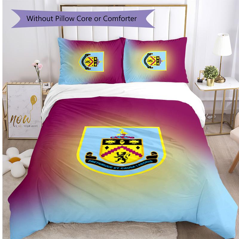 Set Lenzuola Stampato Burnley Football 3 Pezzi, Comodo Set Copripiumino per Camera da Letto Amico della Pelle