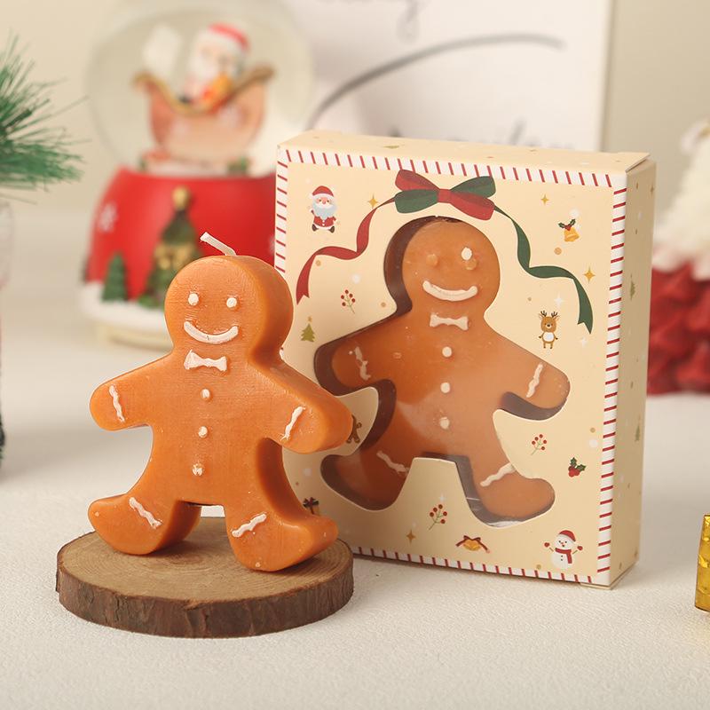 Gingerbread Man Aromatherapy Candle – Christmas Cartoon Fragrance Ornament and Small Gift