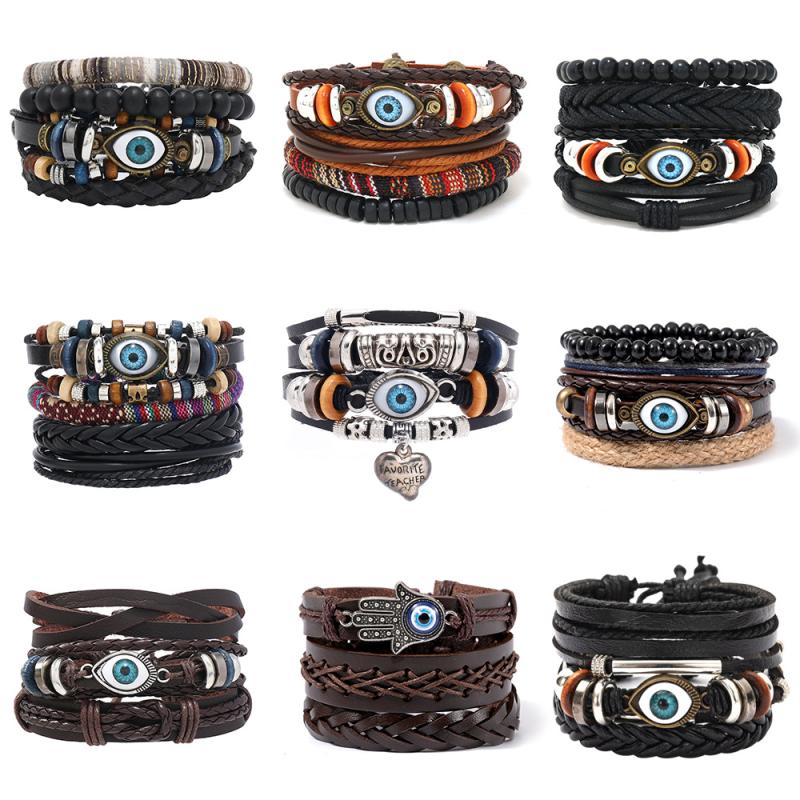 Vintage Bohemian Style Beaded Men'S Bracelets Multilayer Wood Beaded Coconut Beaded Chain Jewelry Accessories Gifts