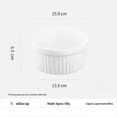 White Ceramic Round Baking & Pudding Bowls, 6-inch, 10-Pack