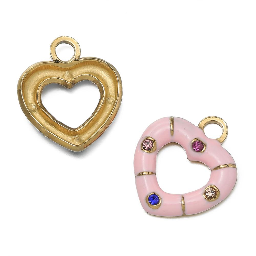 1 pièce/lot Pendentifs Triangle Ovale Cœur d'Amour Multicolores en Acier Inoxydable Pour Bracelet Collier DIY Accessoires de Bijoux