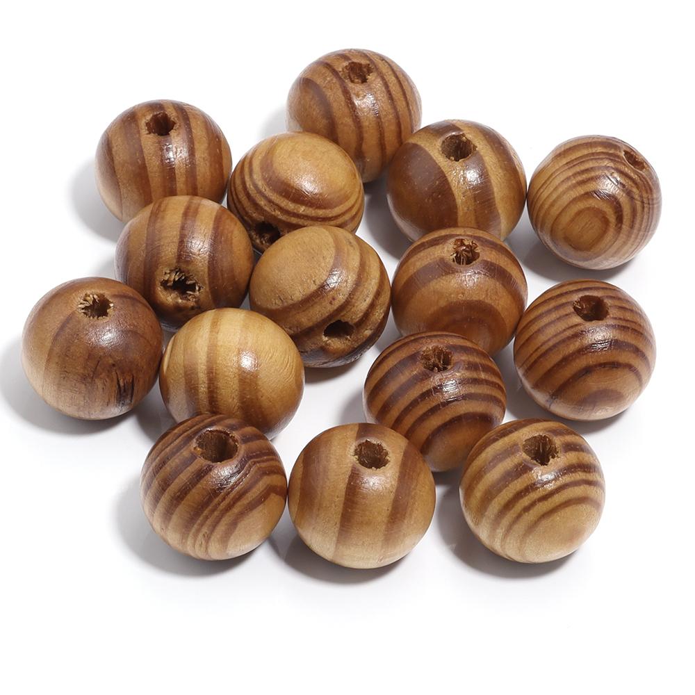 20-300pcs/Lot Natural Pine Wood Beads Round Stripe Spacer Ball Bead for DIY Bracelet Necklace Jewelry Making Accessories