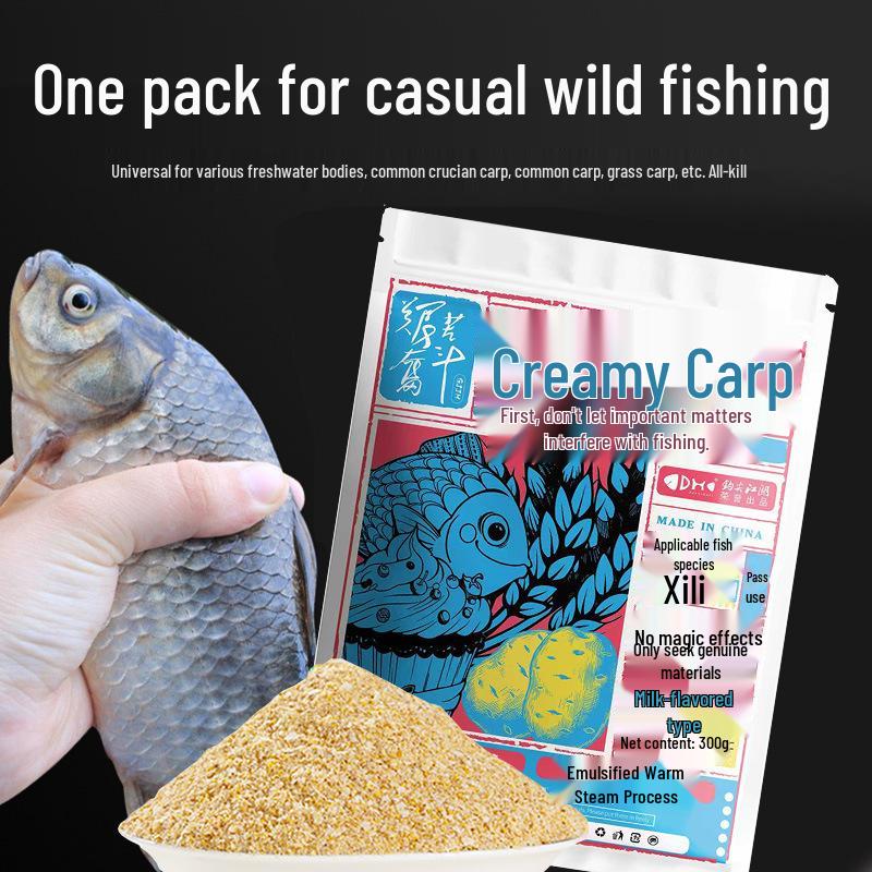 Jianghu Creamy Fragrance Crucian Carp Bait - Ideal for Wild Fishing and Black Pit Leisure, Single Open Pull Bait