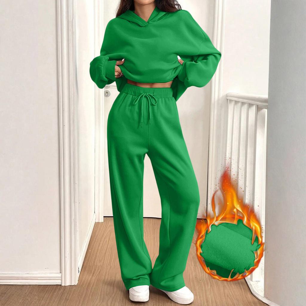 Women's Casual Warm Hoodie and Jogger Set Tracksuit for Fall Winter