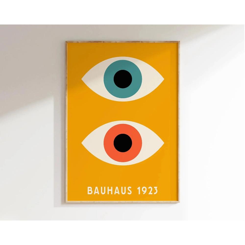 Mid Century Bauhaus Poster Geometric Wall Art Canvas Prints Living Room Bedroom Bright Colourful Artwork for Home Decor