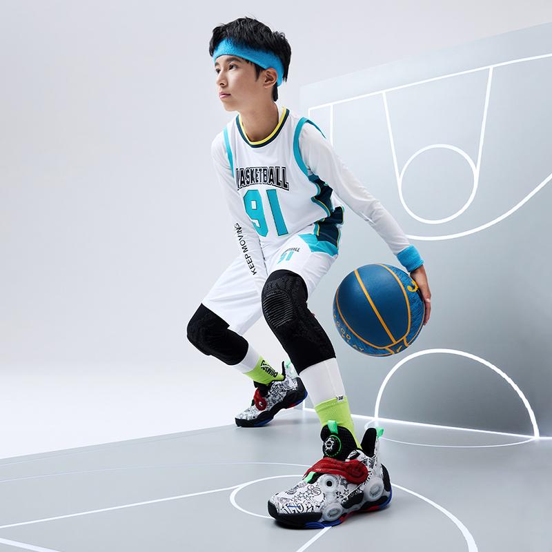 Anta Kids Asymmetrical 2 Comfortable Durable Breathable Low-Top Basketball Shoes Kids sneaker White Black 312231115-3