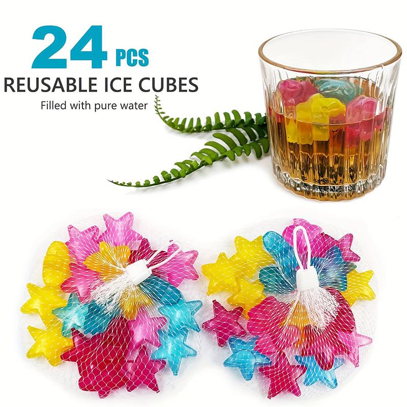 24Pcs Reusable Plastic Quick-Freeze Easy-To-Clean Fake Ice Cubes For Making Cold Appealing Drinks