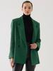Houndstooth Pattern Double Breasted Green Oversize Blazer Jacket