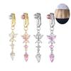 Niet-doorborende nep navelpiercing Vlinder Clip-on Zirkonia Koperlegering Glanzend Lichaamsaccessoire voor Meisjes Strandvakantie